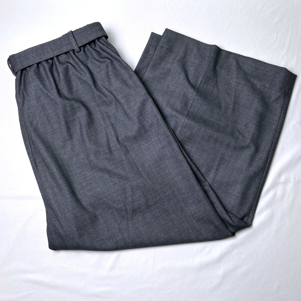 Banana Republic Womens Rowan Herringbone Wide Leg Tie Waist Pants Size 18 Grey